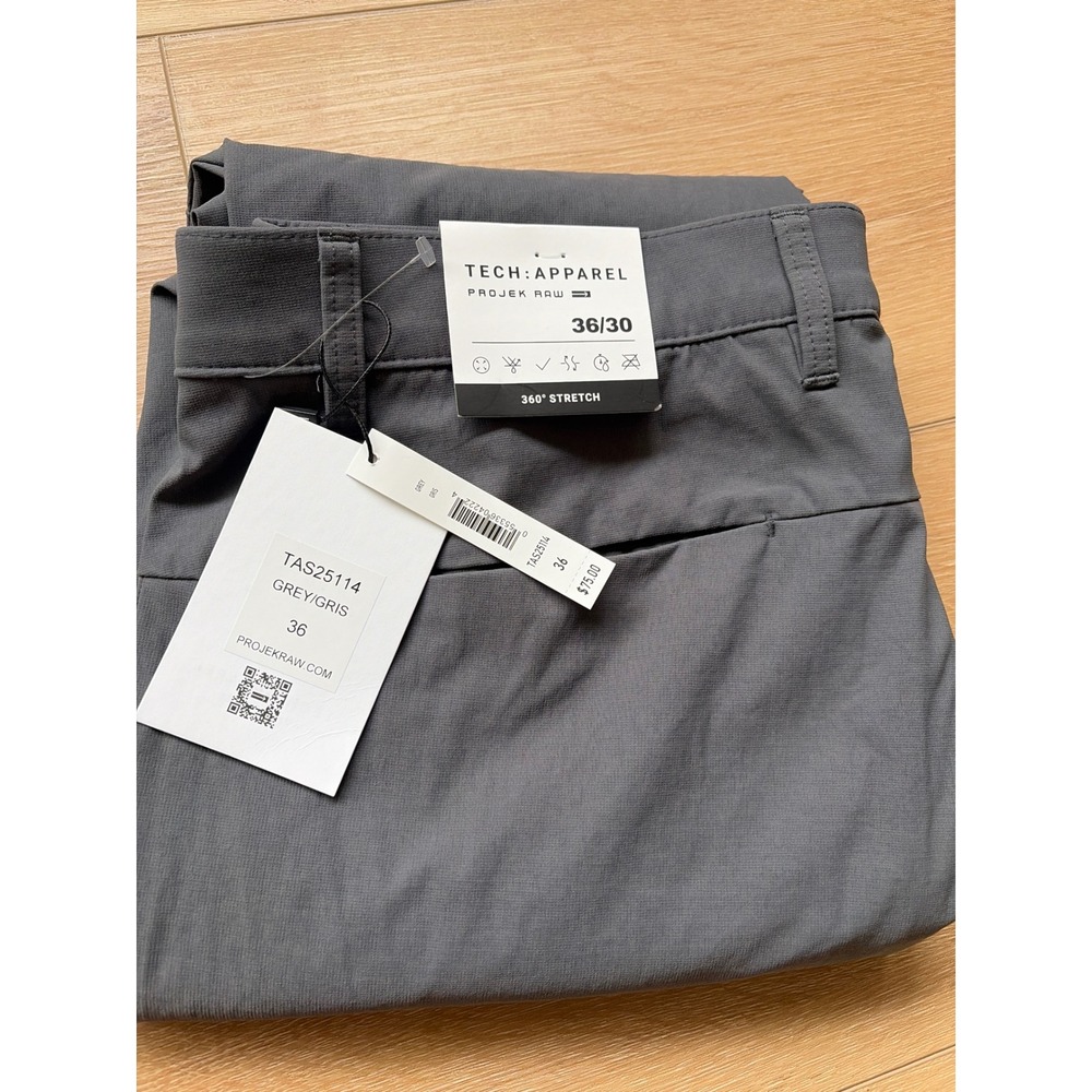 Projek Raw Men Tech Apparel Grey 360 Stretch Pants size 36x30 golf performance